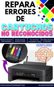 Chipless Chip virtual, repara error de cartuchos no reconocidos o mal instalador en Epson . Adjprog,